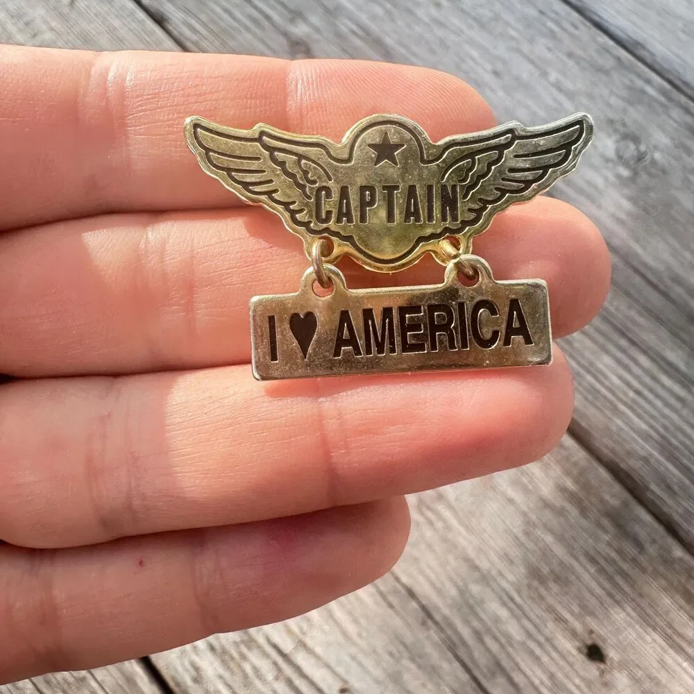 Vintage Jewelry Captain i love America Brooch Captain Wings Pin I love America P